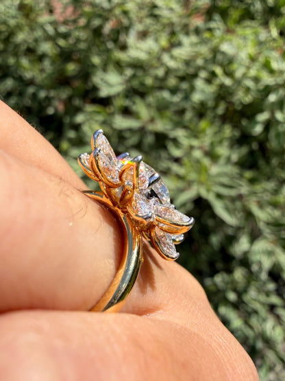 2-1/2 CTW Lab-Grown Diamond Flower Ballerina Ring
