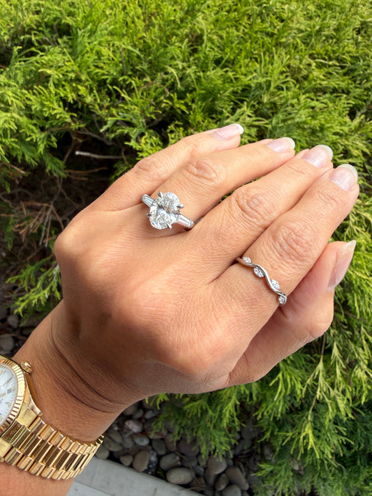 3-3/5 CT. T.W. Oval Lab-Grown Diamond Three-Stone Engagement Ring