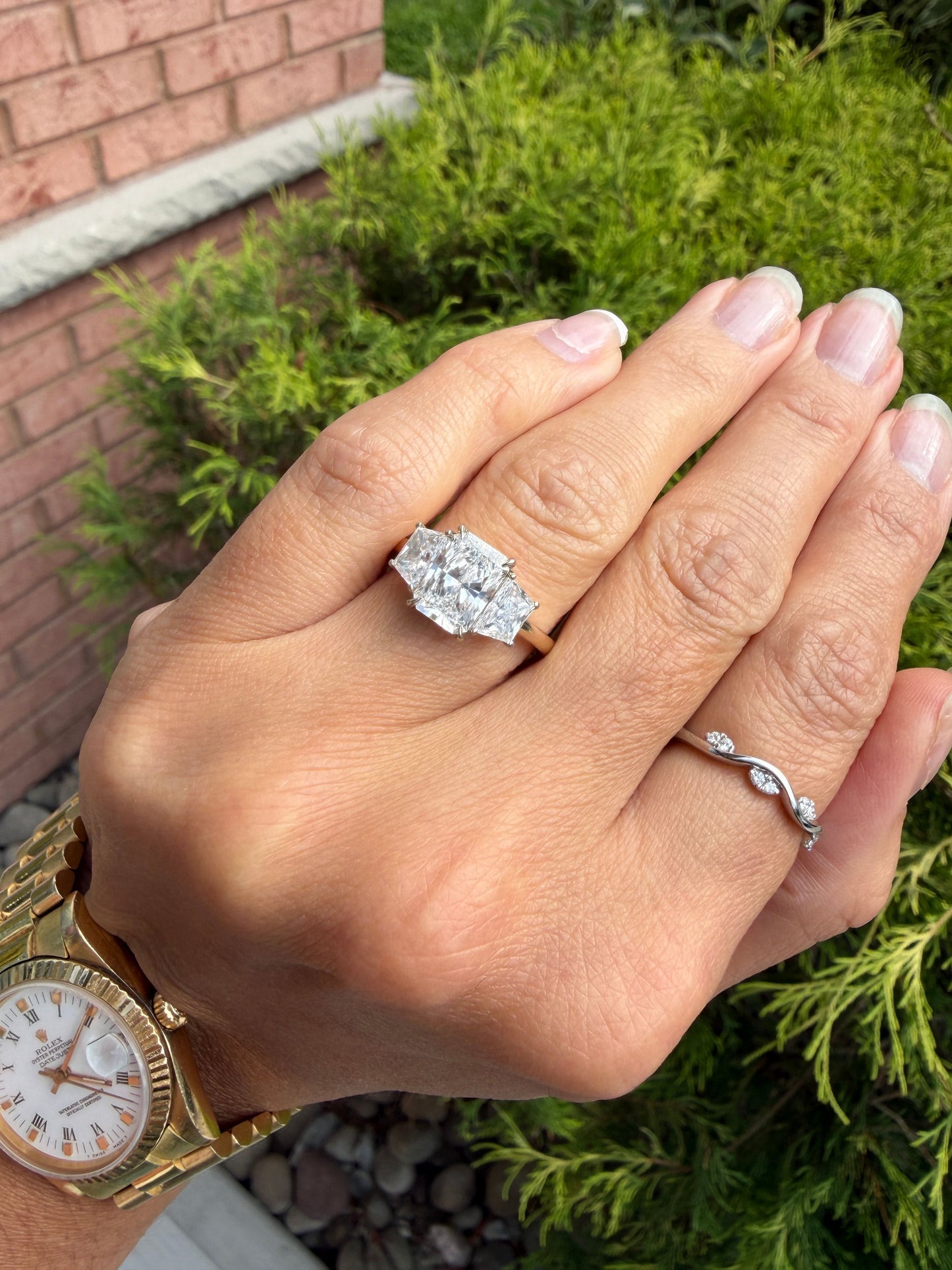 Lab Grown 3-Stone Diamond Radiant Cut Engagement Ring