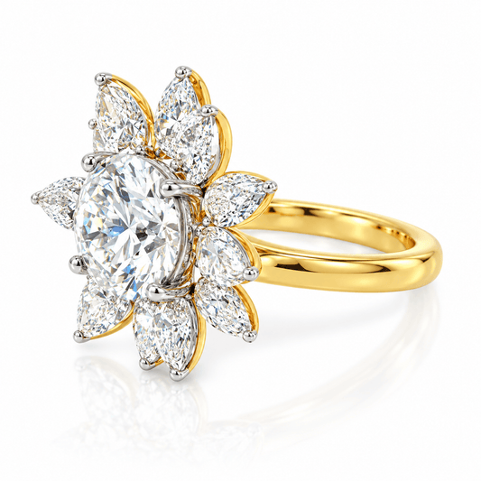 2-1/2 CTW Lab-Grown Diamond Flower Ballerina Ring