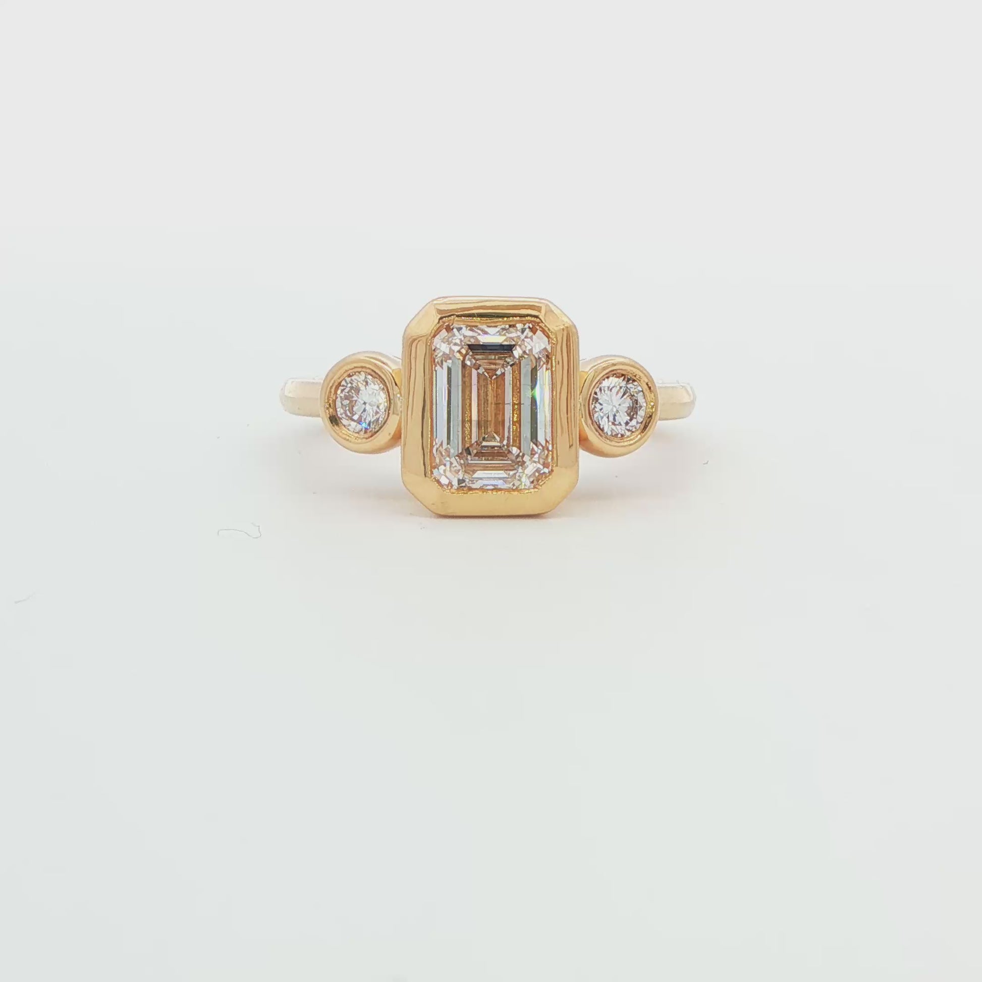 Three-Stone Emerald-Cut Lab-Grown Diamond Engagement Ring