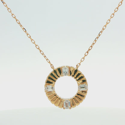 Emerald-Cut Diamond Circle Pendant Necklace