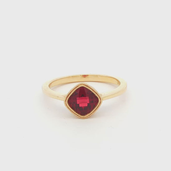 Cushion Garnet Bezel Ring