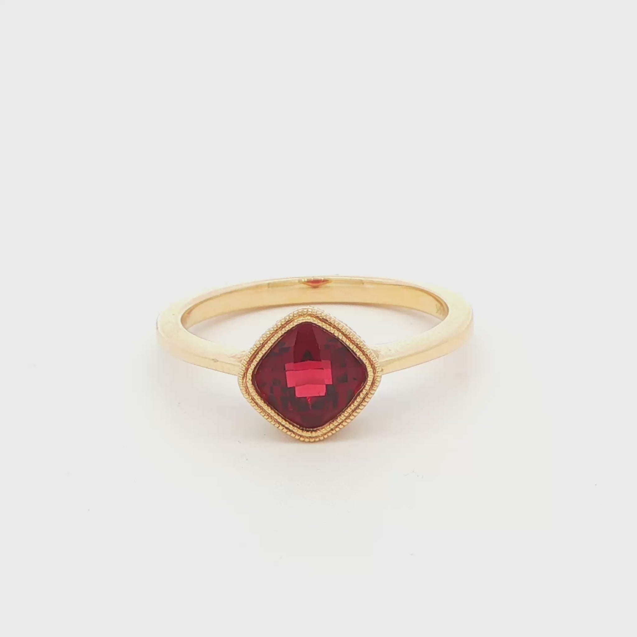 Cushion Garnet Bezel Ring