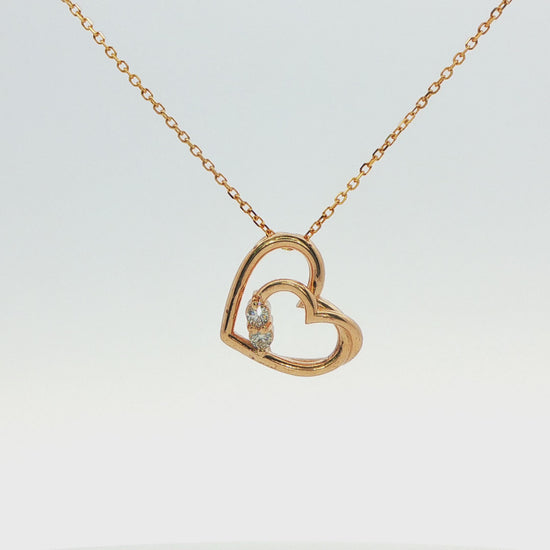 Diamond Double Heart Pendant Necklace