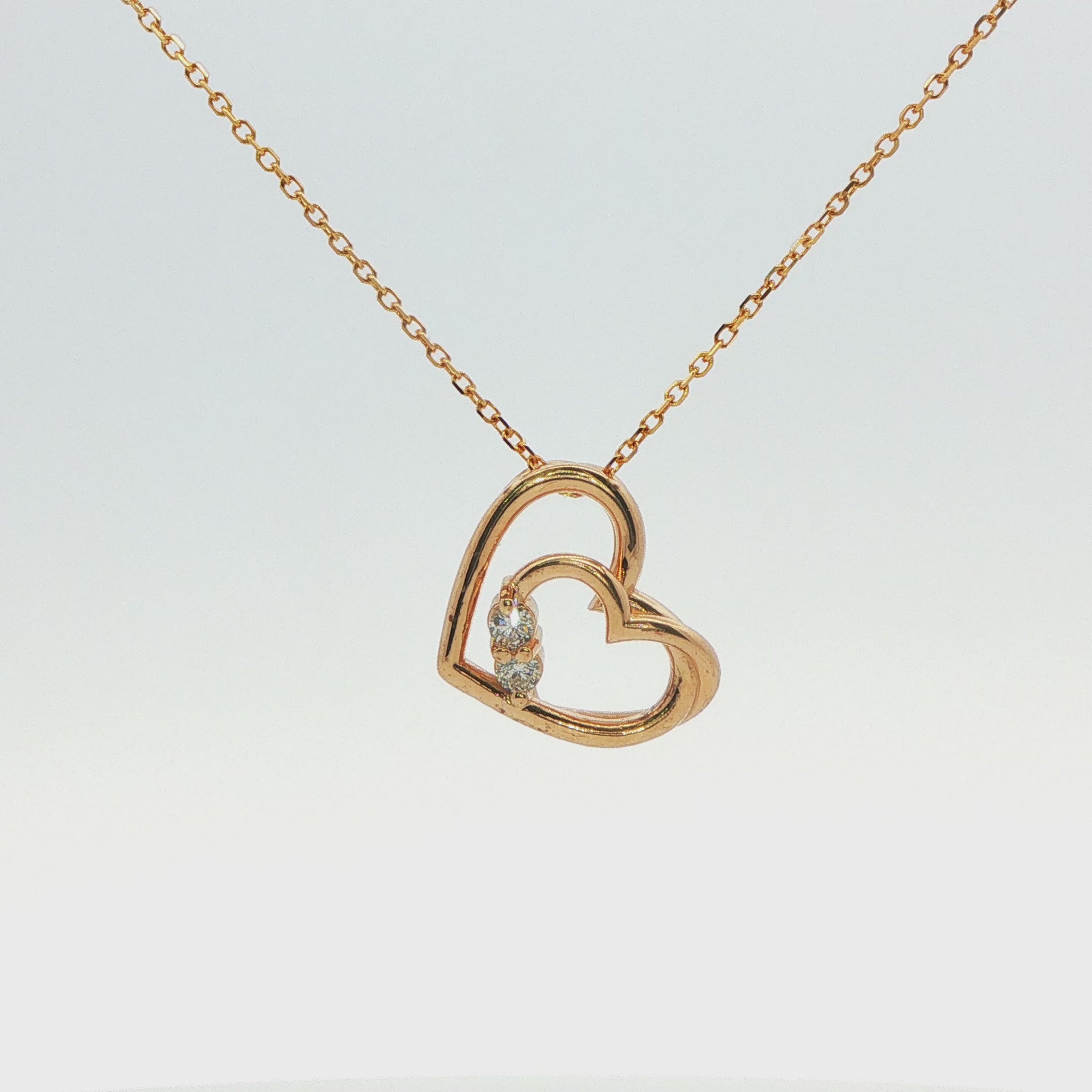 Diamond Double Heart Pendant Necklace