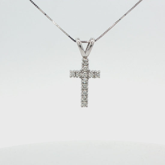Lab-Grown Diamond Cross Pendant with Box Chain