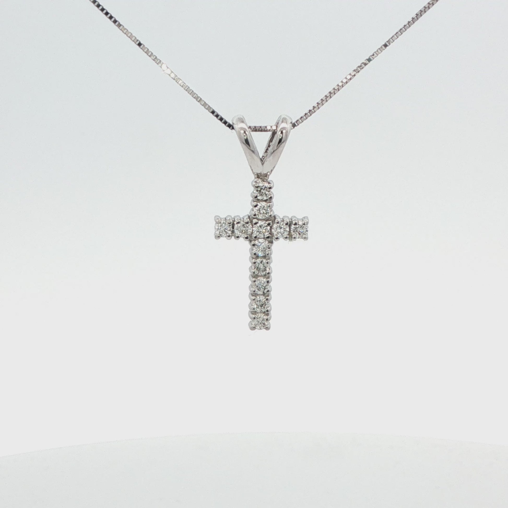 Lab-Grown Diamond Cross Pendant with Box Chain