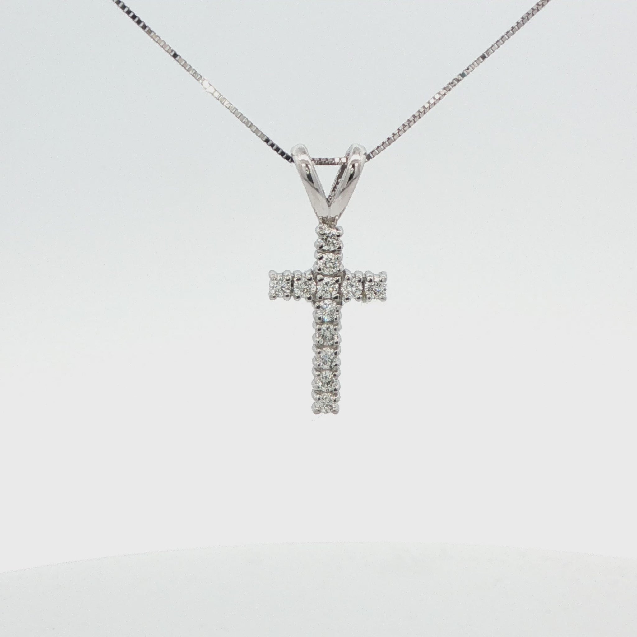Lab-Grown Diamond Cross Pendant with Box Chain