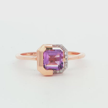 Geometric Amethyst Ring