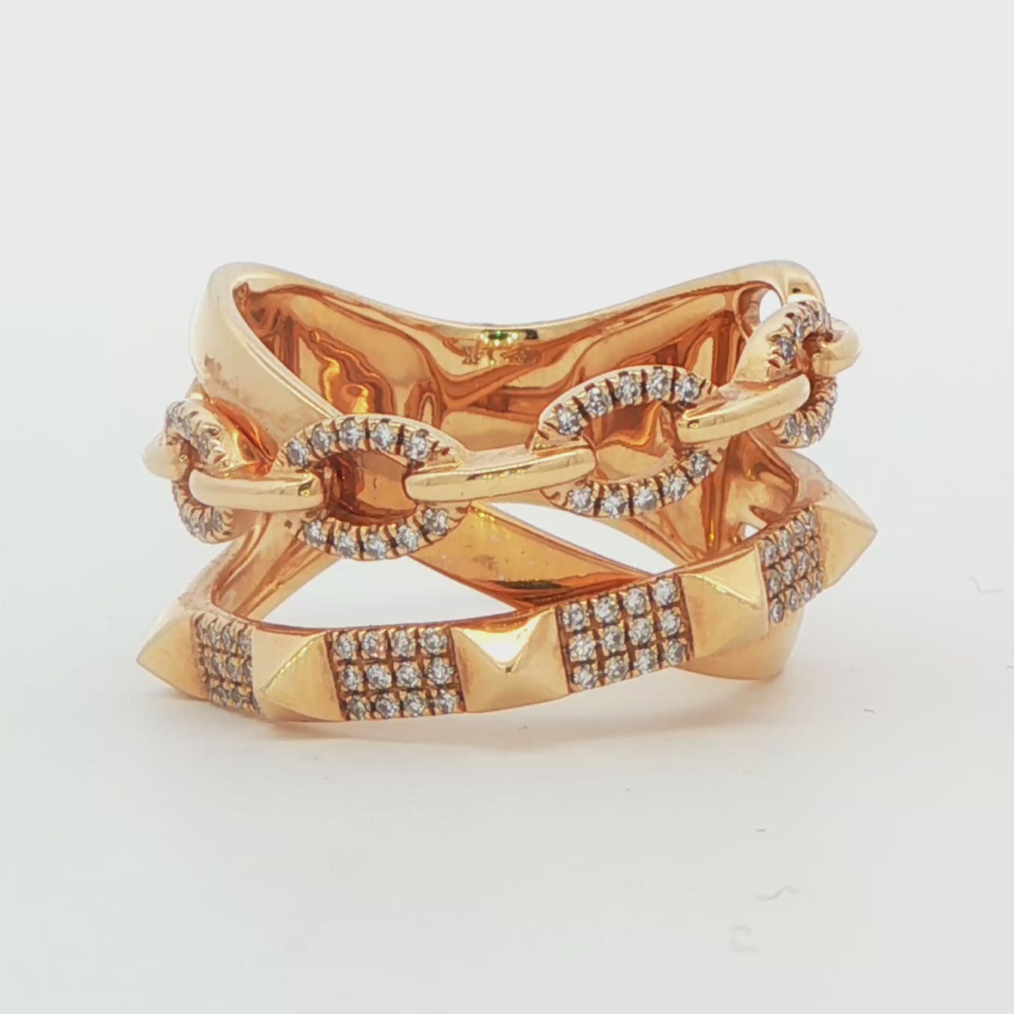 Diamond Chain and Spike Fashion Ring