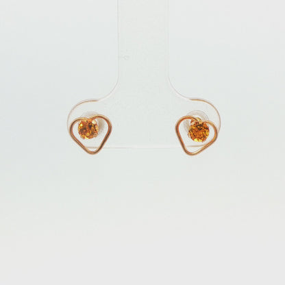 14K Gold Citrine Heart Earrings