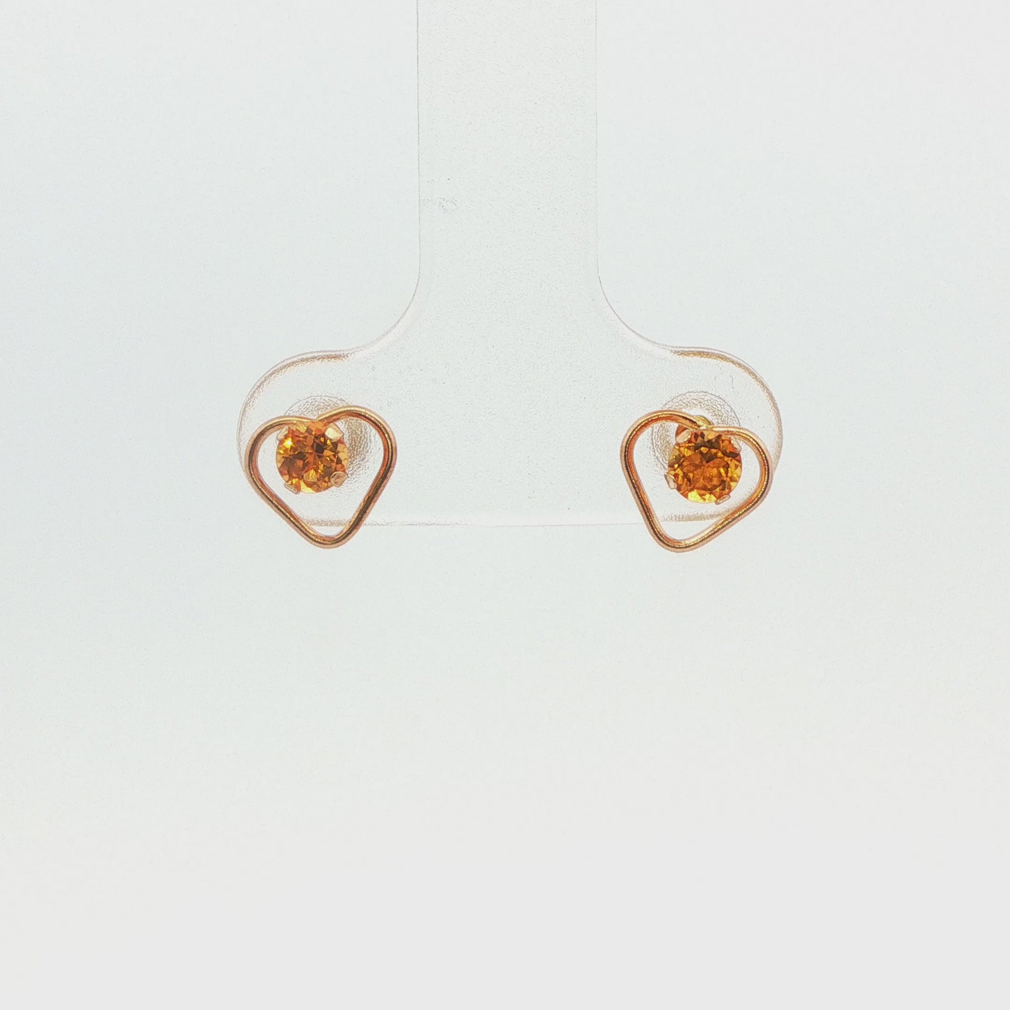 14K Gold Citrine Heart Earrings