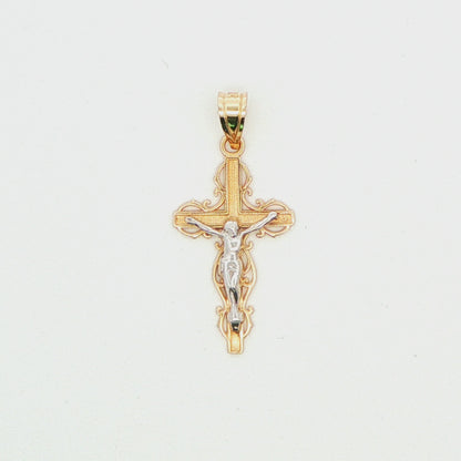 Two-Tone Filigree Crucifix Pendant