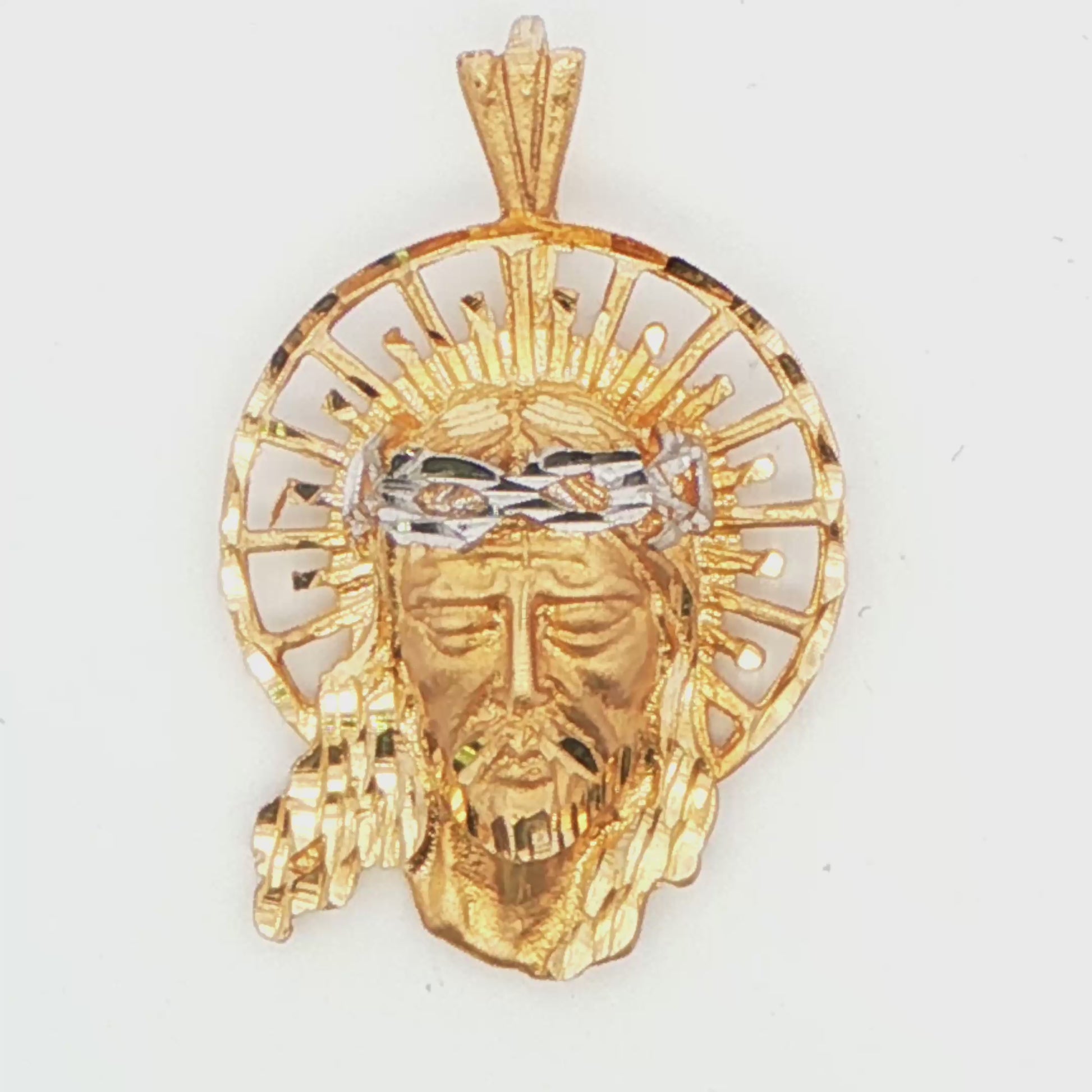 14K YG JESUS W\  SUN CROWN PEND 6.6G