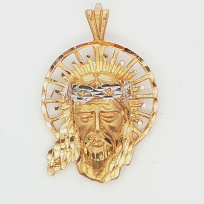 14K YG JESUS W\  SUN CROWN PEND 6.6G
