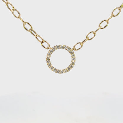 14K YG PAPER CLIP AND ETERNITY CIRCLE NECK, 1.00 CTTW