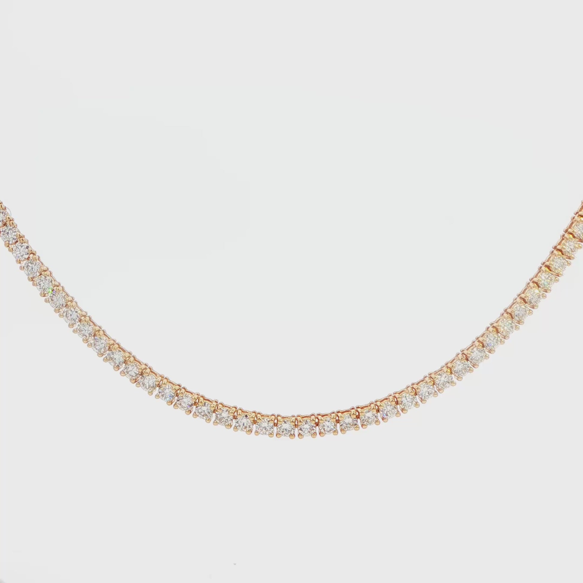 14K YG LG 7.95 CTW 4 PRONG CLASSIC TENNIS NECKLACE 16\" 5PTS EACH, 9.4 G