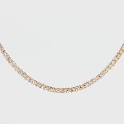 14K YG LG 7.95 CTW 4 PRONG CLASSIC TENNIS NECKLACE 16\" 5PTS EACH, 9.4 G