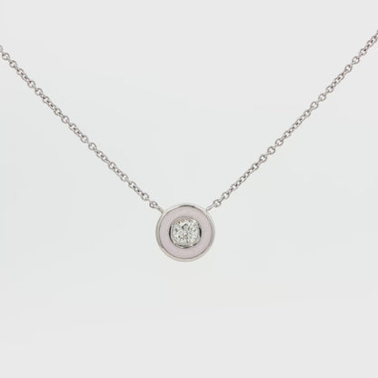 Diamond Pink Enamel Pendant Necklace