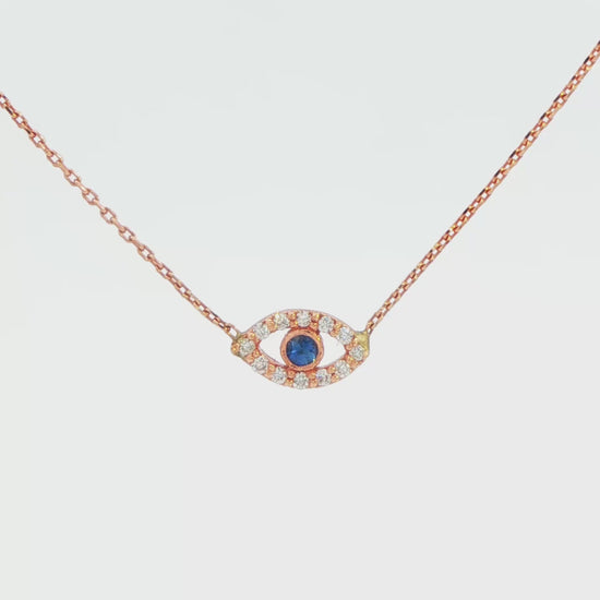 Diamond and Sapphire Evil Eye Necklace