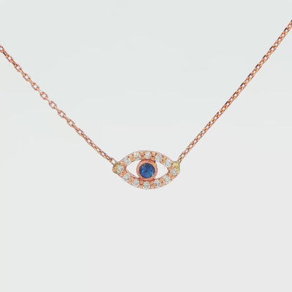 Diamond and Sapphire Evil Eye Necklace