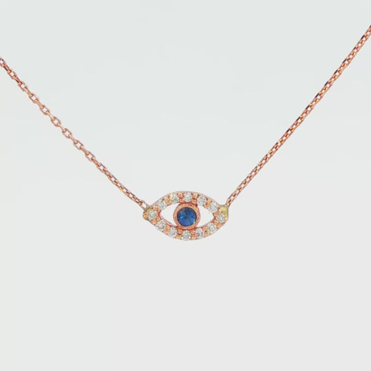 Diamond and Sapphire Evil Eye Necklace
