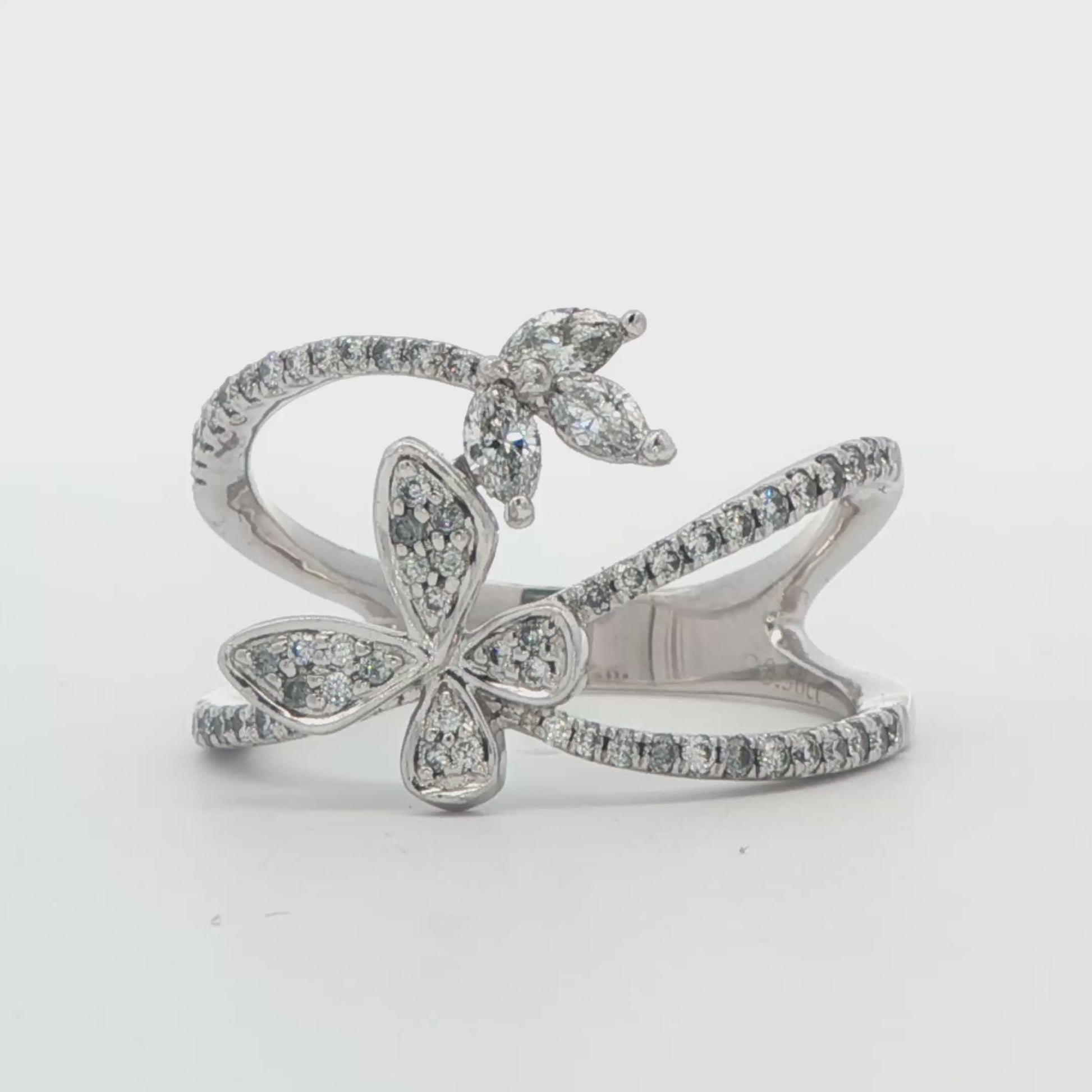Diamond Flower & Butterfly Ring