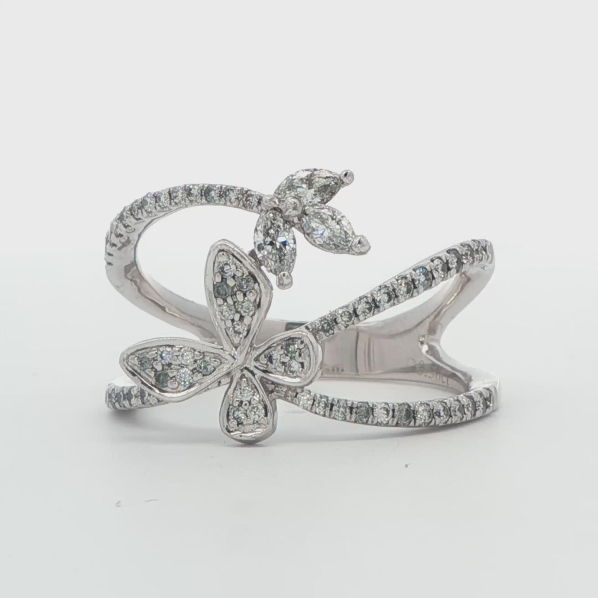 Diamond Flower & Butterfly Ring