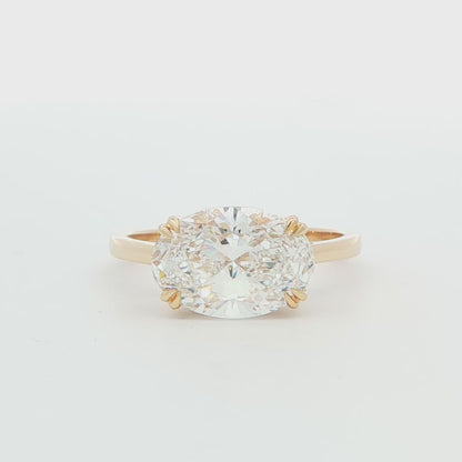 14K Yellow Gold Oval Hidden Halo Engagement Ring 3.14 CTTW D VS1 IGI
