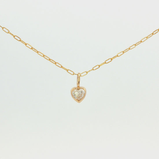 14K Yellow Gold Heart Bezel Necklace