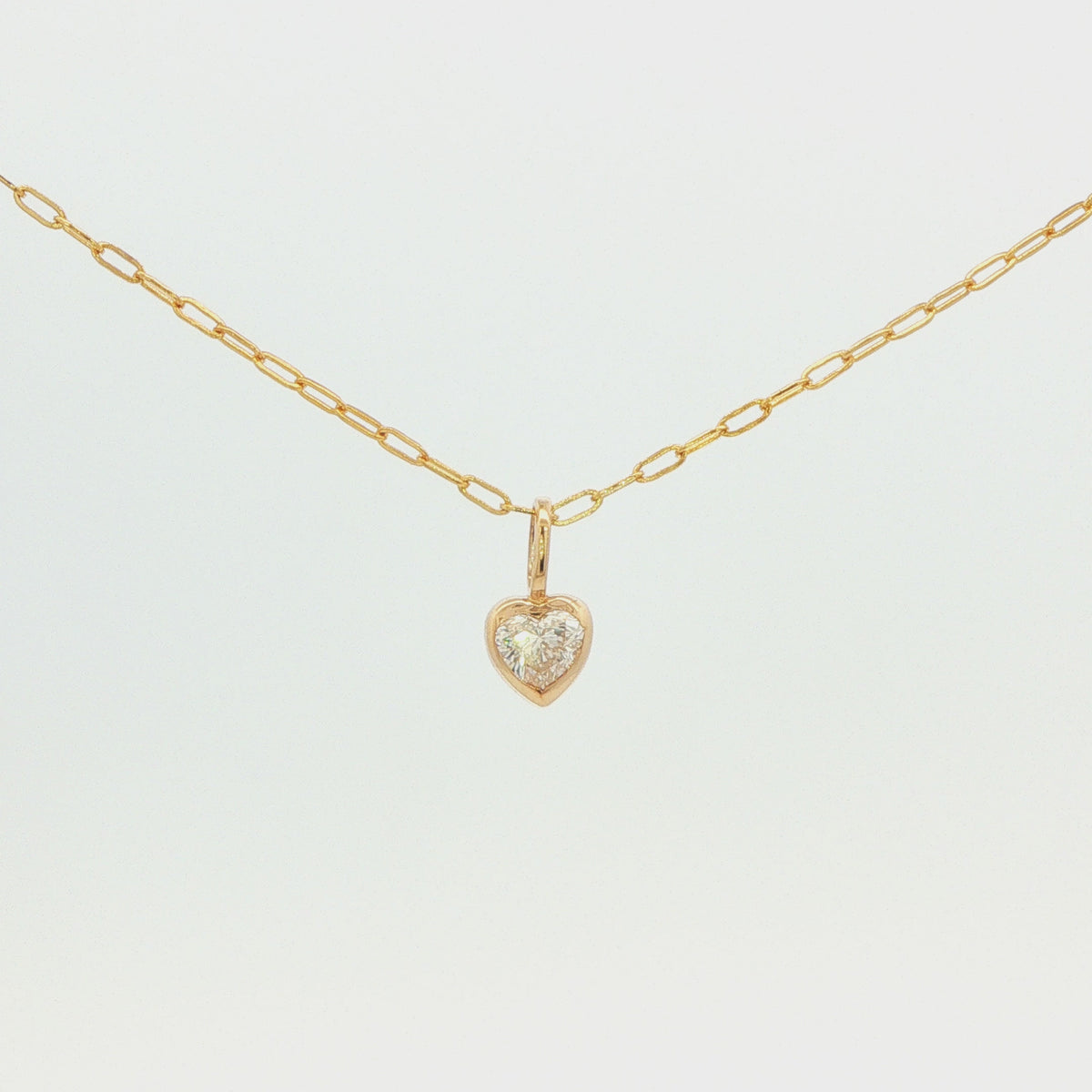 14K Yellow Gold Heart Bezel Necklace