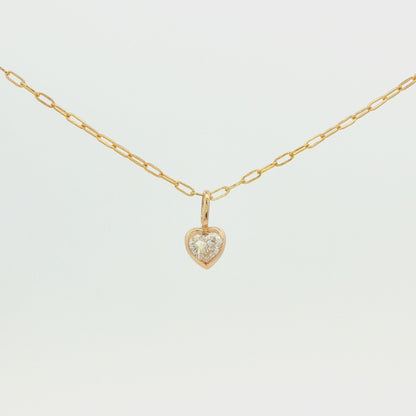 14K Yellow Gold Heart Bezel Necklace