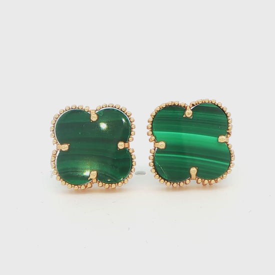 Green Clover Stud Earrings