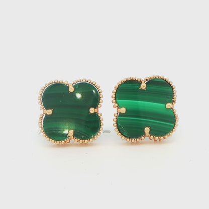 Green Clover Stud Earrings