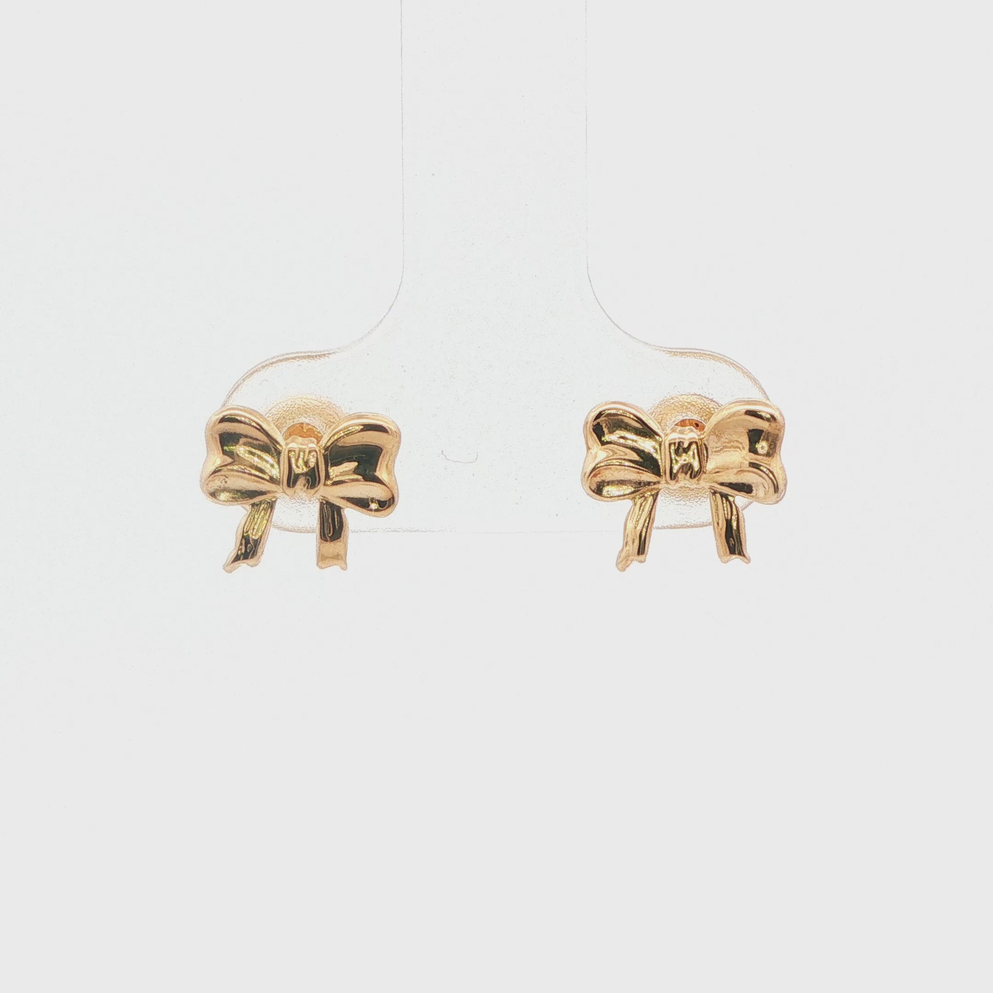 14K Yellow Gold Bow Child Earrings