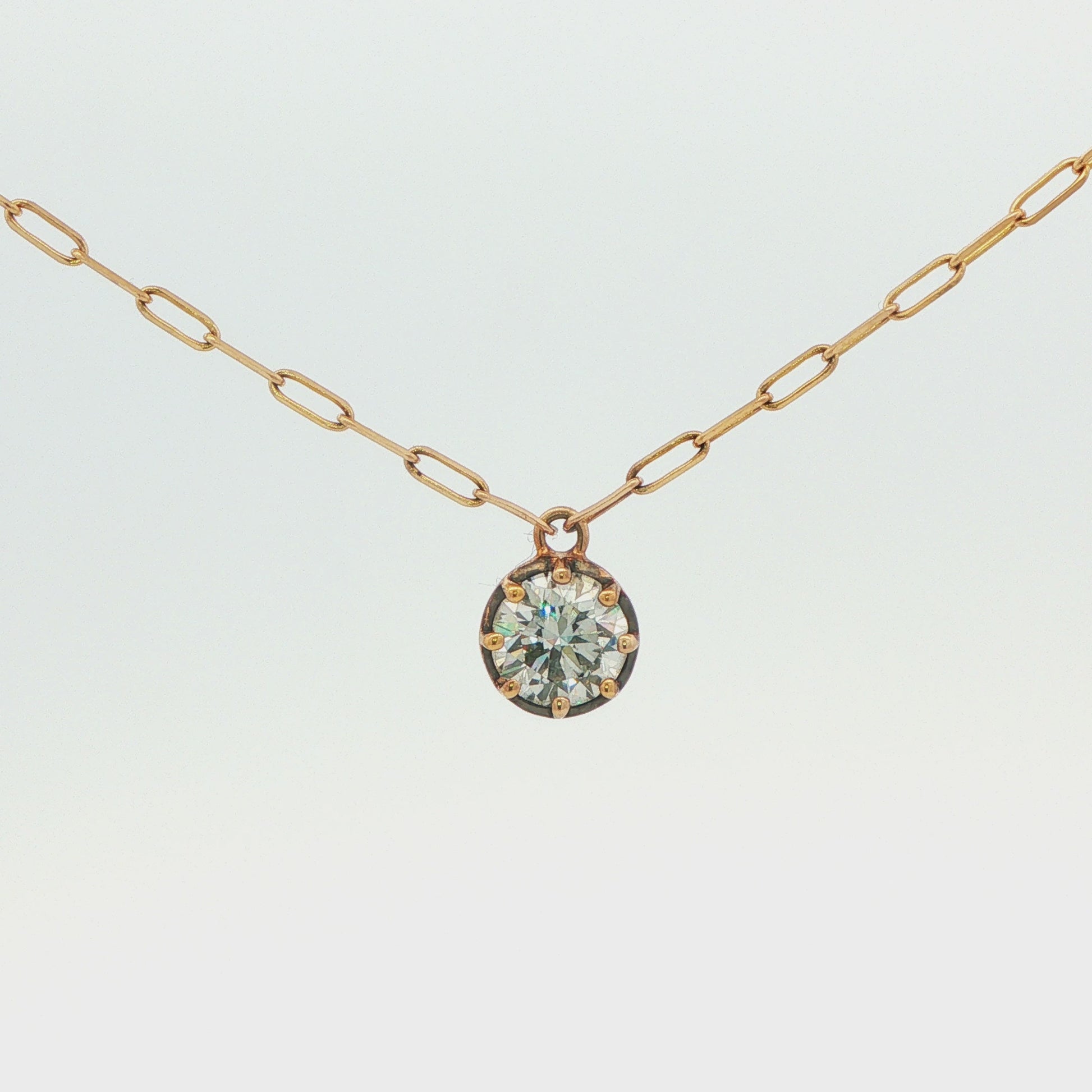 2 CT TW. Round Lab-Grown Diamond Solitaire Pendant on Paperclip Chain