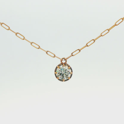 2 CT TW. Round Lab-Grown Diamond Solitaire Pendant on Paperclip Chain