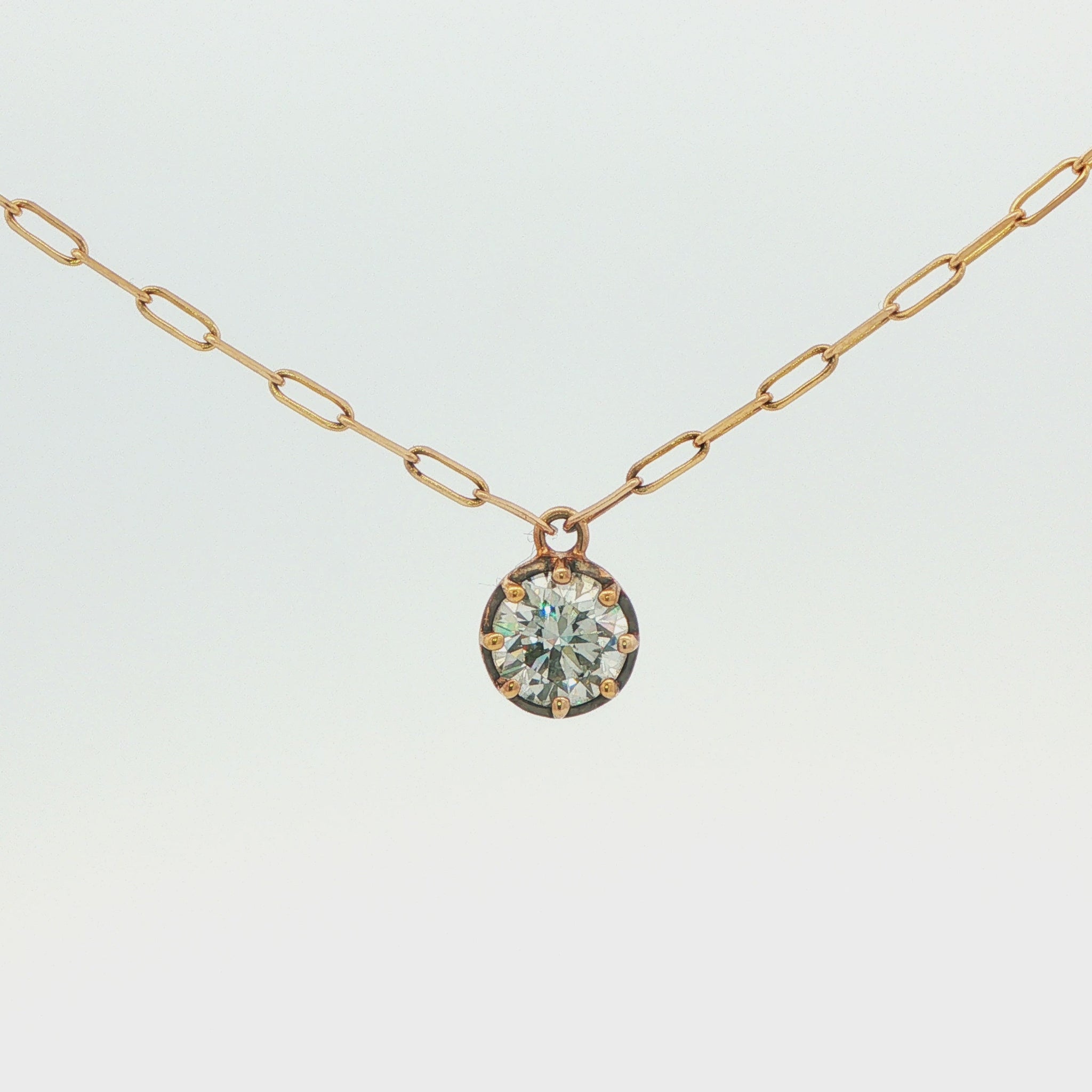 2 CT TW. Round Lab-Grown Diamond Solitaire Pendant on Paperclip Chain