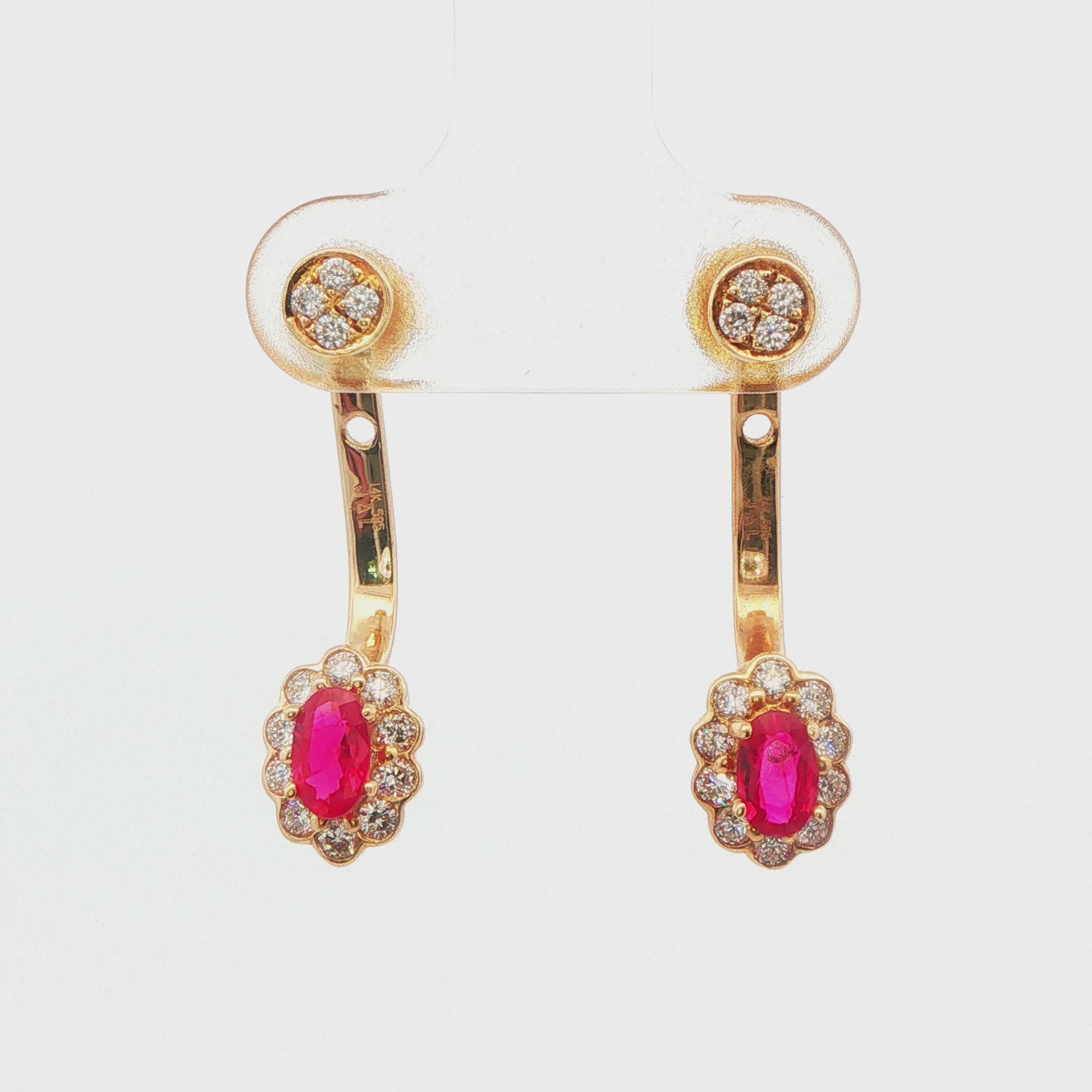 14K YG RUBY UNDER OVER EARRINGS APPX .40 RTW AND .43 CTTW 2