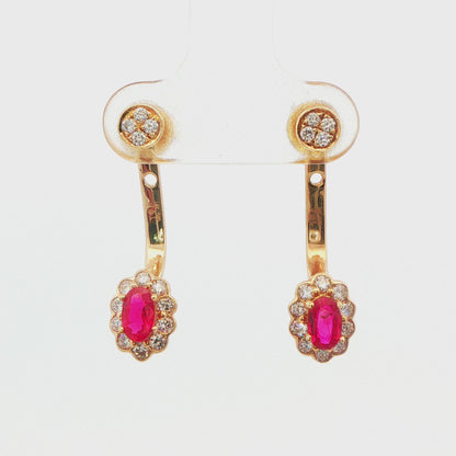 14K YG RUBY UNDER OVER EARRINGS APPX .40 RTW AND .43 CTTW 2