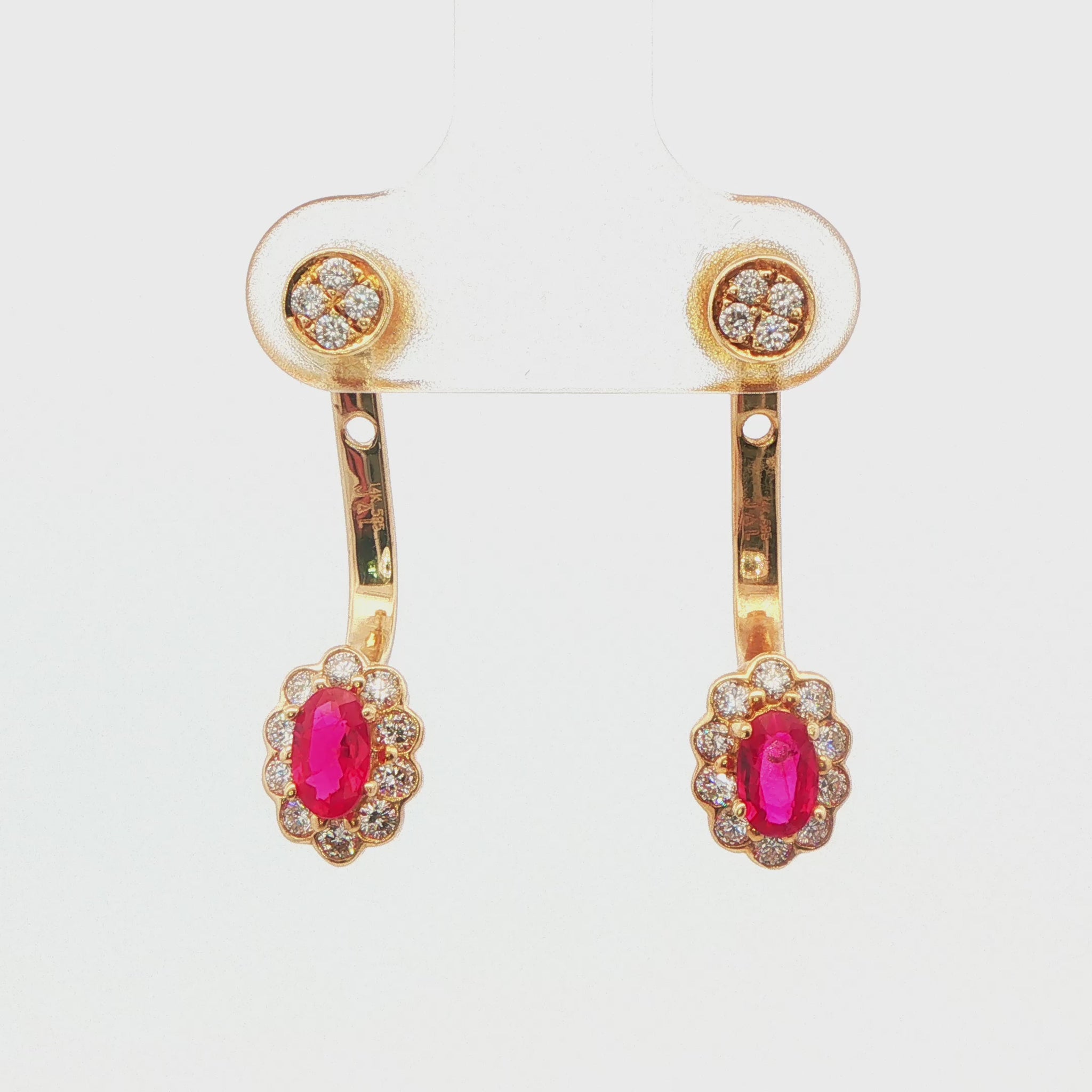 14K YG RUBY UNDER OVER EARRINGS APPX .40 RTW AND .43 CTTW 2
