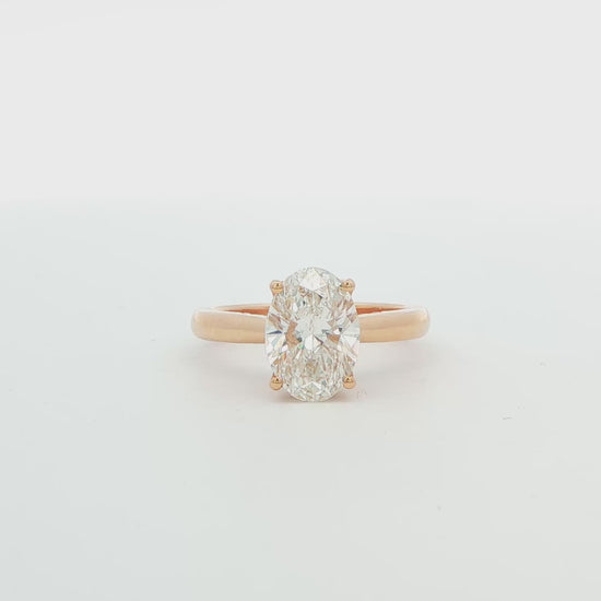 Oval Diamond Solitaire Engagement Ring with Hidden Halo