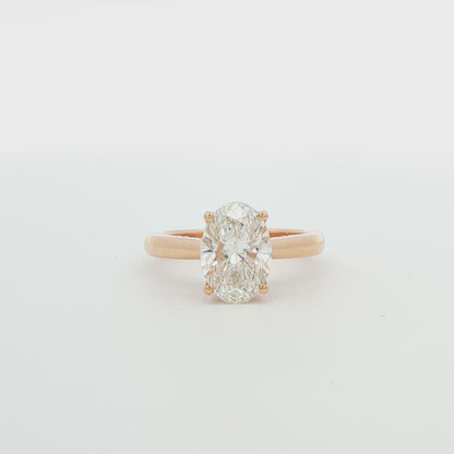 Oval Diamond Solitaire Engagement Ring with Hidden Halo