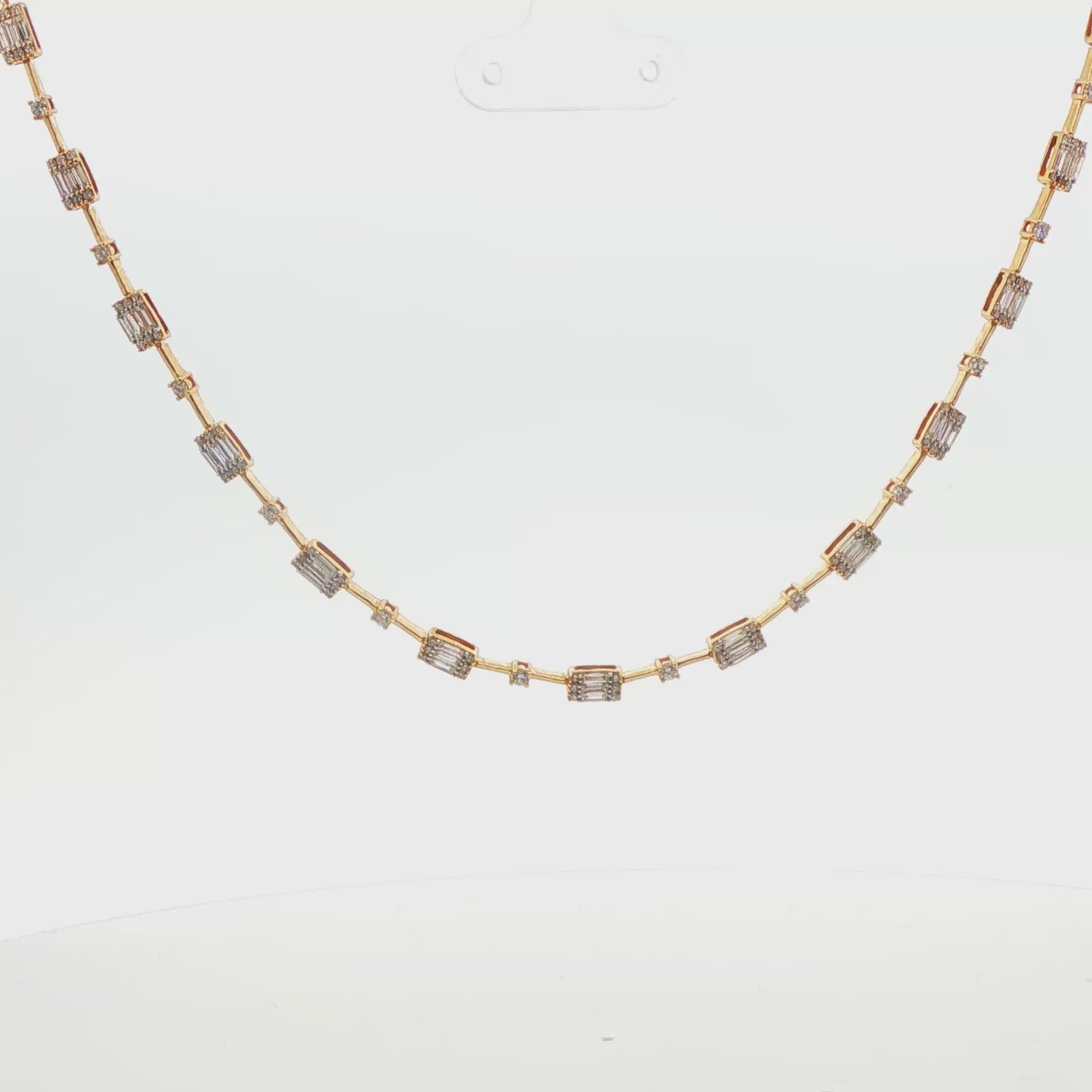 18K YG .1.87 CTTW BAG AND ROUND FASHION  STATION NECKLACE