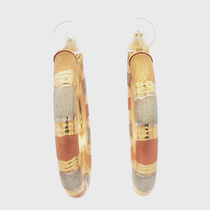 Textured Tri-Color Hoop Earrings