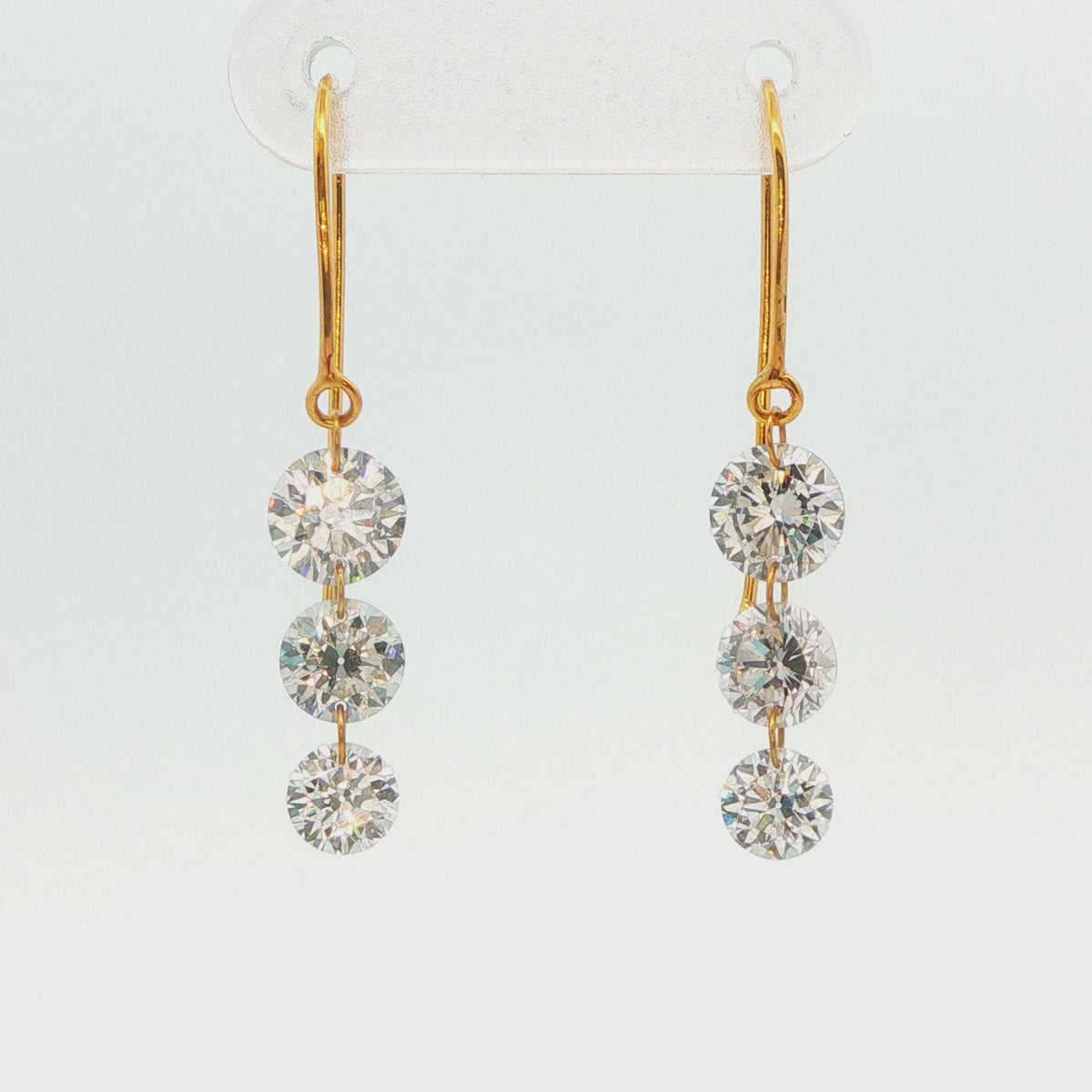 14K Yellow Gold Diamond Drop Earrings 
