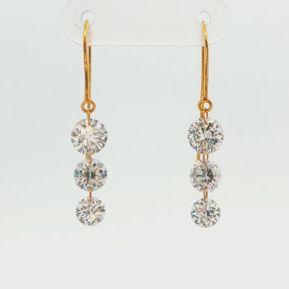 14K Yellow Gold Diamond Drop Earrings 