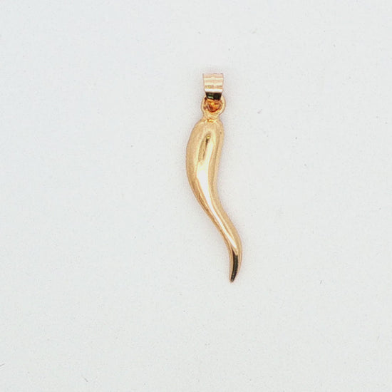 14K YG SOLID MEDIUM ITALIAN HORN 2.00 G