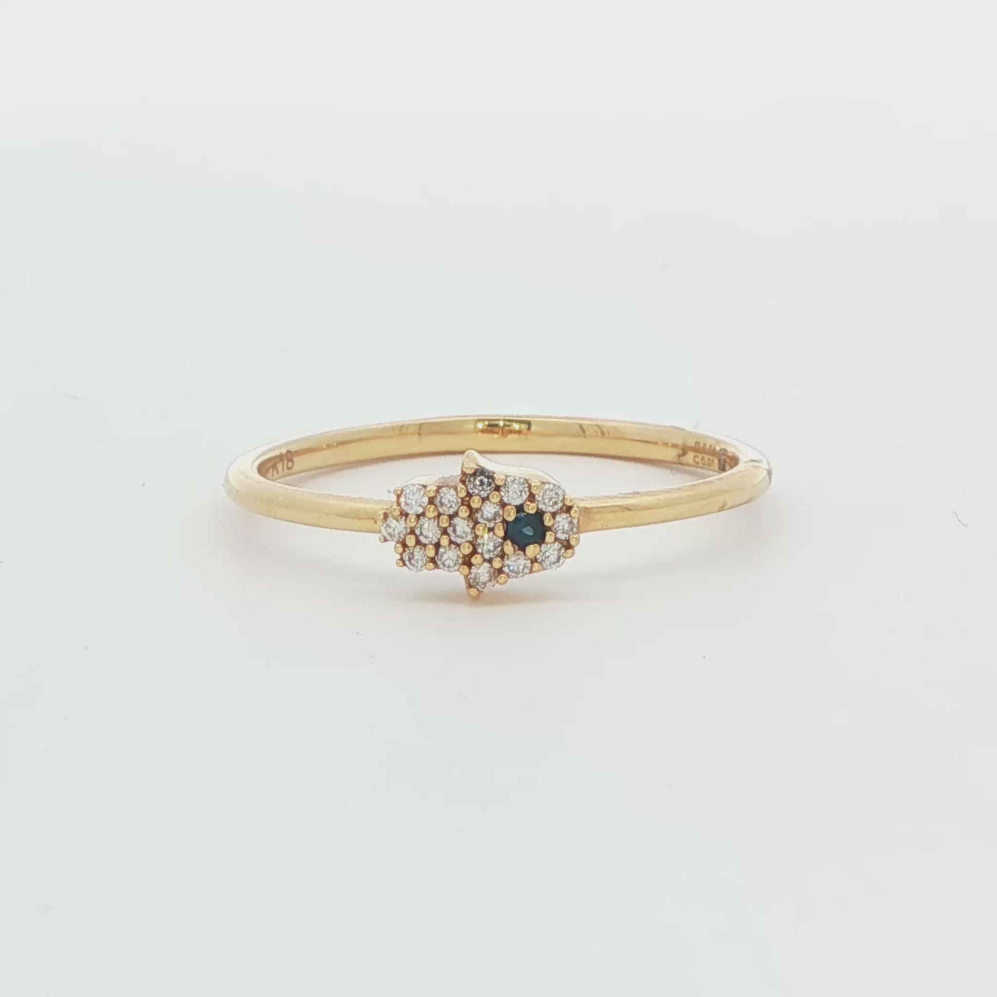 18K Yellow Gold Diamond Evil Eye Ring